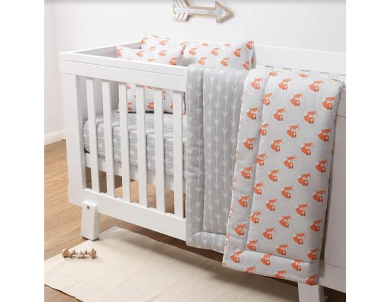 The Peanut Shell 4-Piece Cot Bedding Set - Foxy