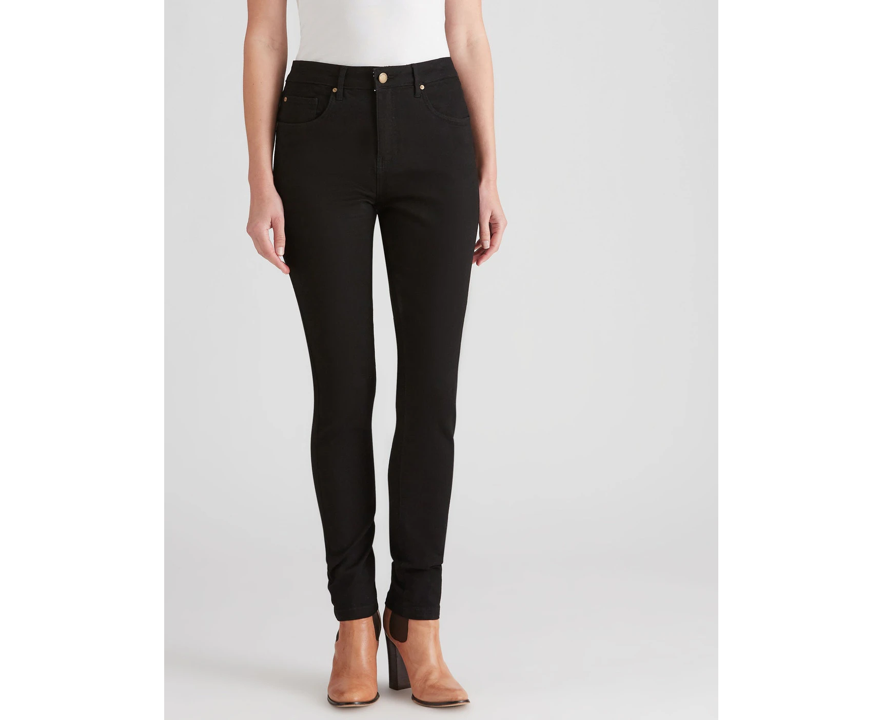 W Lane - Womens Jeans - Black Full Length - Cotton Pants - Shaper - Work Clothes - All Season - Elastane - Casual Fashion Trousers - Office Wear