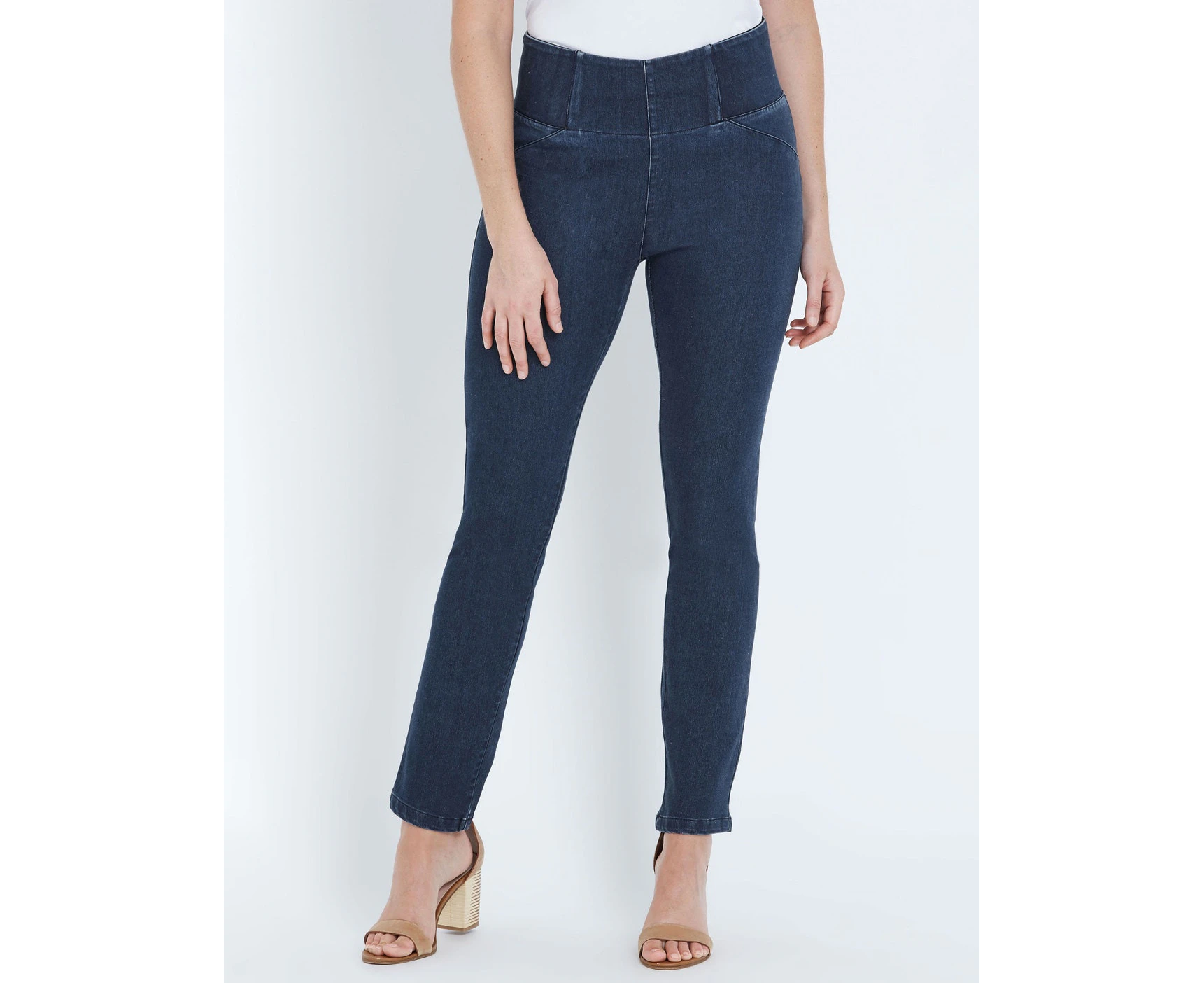 W Lane - Womens Jeans - Blue Full Length - Cotton Pants - Denim Work Clothes - Summer - Mid Wash - Elastane - Office Wear - Casual Fashion Trousers