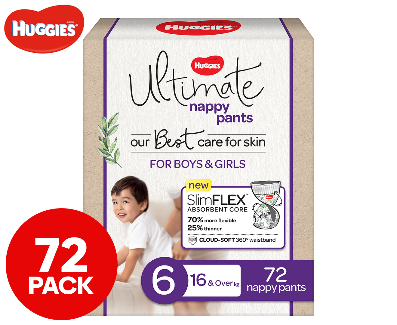 Huggies Ultimate Nappy Pants Boys or Girls 72 Count Size 6 - Fairdinks