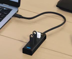 mbeat 20cm 4-Port USB-C to USB 3.0 Hub - Black