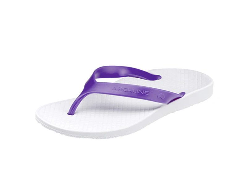 ARCHLINE Orthotic Thongs Arch Support Shoes Medical Footwear Flip Flops New - White/Fuchsia