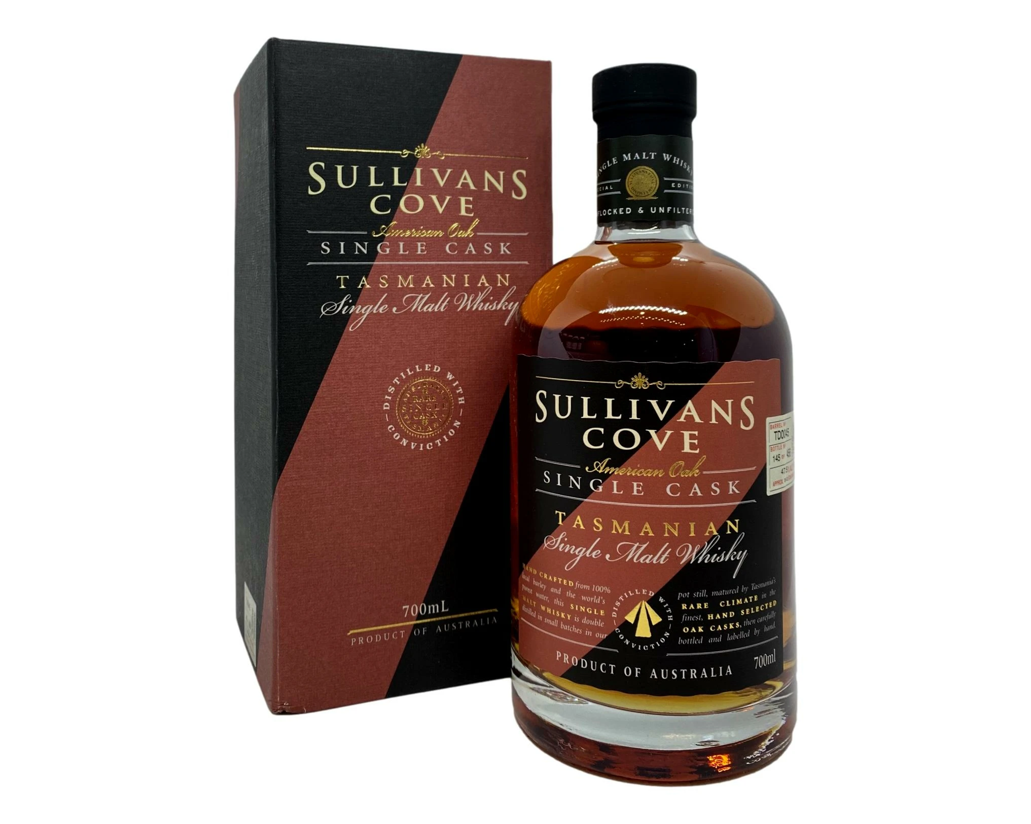 Sullivans Cove 14 YO American Oak Refill Cask (Barrel No. TD0121) 700mL @ 47.5% abv