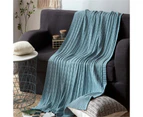 120*180cm Cozy Decorative Knit Woven  Throw Blanket - Blue