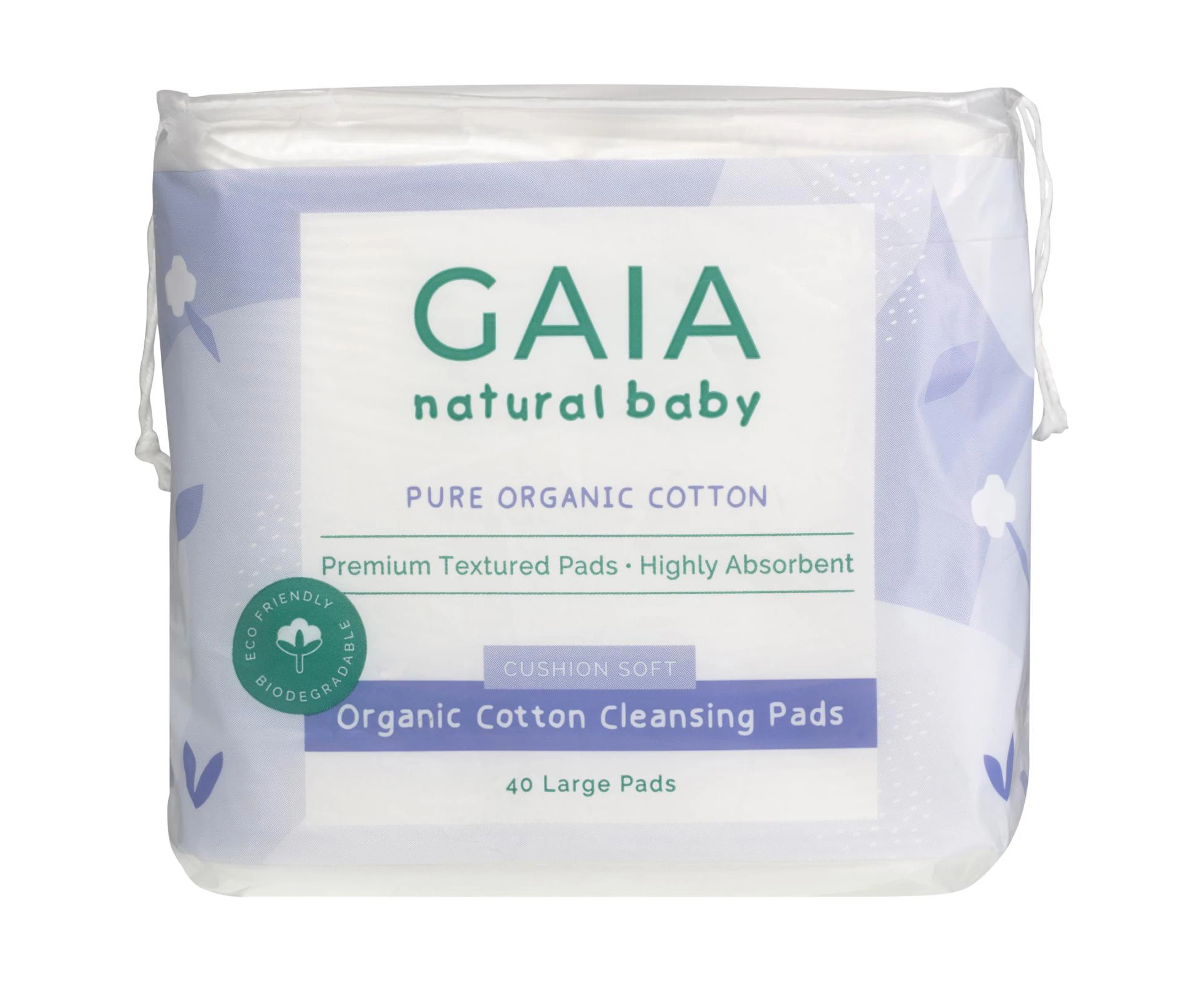 40pc Gaia Natural Baby Organic Cotton Cleansing Pads Face/Skin/Body Kids 0m+