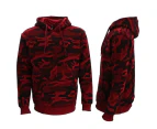 FIL Adult Men's Camo Pullover Hoodie Fleeced Camouflage Military Print Jacket - Red Camo