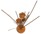 Willow & Silk Rustic Grassy Plant & Flowers On Base - Rust