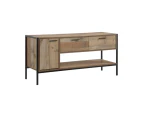 TV Cabinet with 2 Storage Drawers Cabinet Natural Wood Like Particle board Entertainment Unit in Oak colour