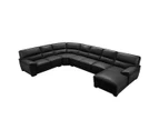 Lounge Set Luxurious 7 Seater Bonded Leather Corner Sofa Living Room Couch in Black with Chaise