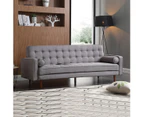Sofa Bed 3 Seater Button Tufted Lounge Set for Living Room Couch in Fabric Grey Colour