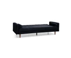Sofa Bed 3 Seater Button Tufted Lounge Set for Living Room Couch in Velvet Black Colour