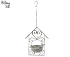 Willow & Silk Fleur House Bird Feeder On Chain - Distressed Grey