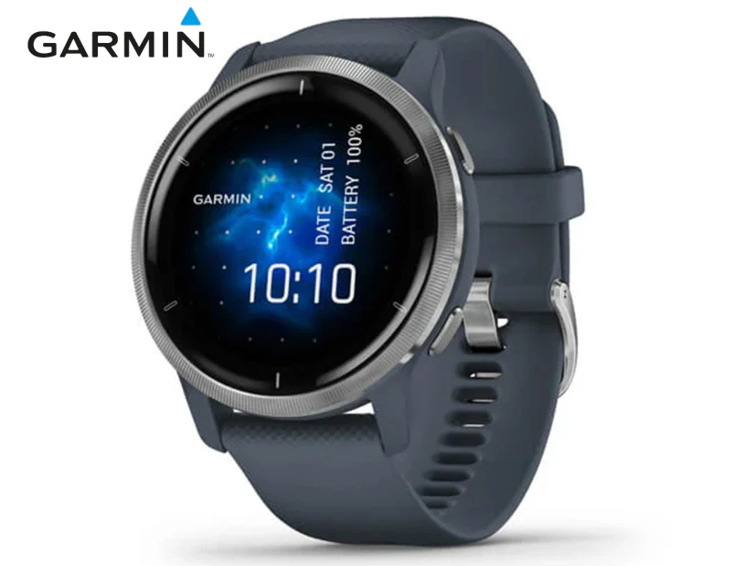 Garmin Venu 2 45mm Silicone Smart Watch - Granite Blue/Silver