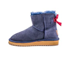 UGG Boots Back Bow Ankle Premium Australian Shearling Sheepskin 3Colors Grip Sole - Navy