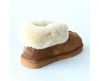 UGG Boots Ankle Slippers Genuine Shearling Sheepskins Grip Sole Unisex - Chestnut