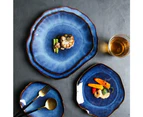 Blue Irregular Dinner Plate Set - 27cm (4 Pcs Set)