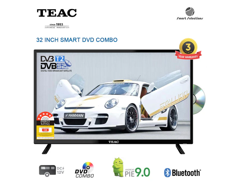 TEAC 32" Android Smart DVD Combo TV DVB-T2 DVB-S2 Terrestrial and Satellite 12V