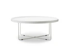 Hover Scandinavian Tray Coffee Table with Steel Legs, White