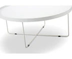 Hover Scandinavian Tray Coffee Table with Steel Legs, White