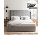 Gas Lift Storage Bed Frame with Wings in King, Queen and Double Size (Grey Fabric)