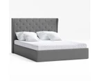 Gas Lift Storage Bed Frame with Wings in King, Queen and Double Size (Charcoal Fabric)