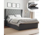 Tall Gas Lift Storage Bed Frame with Curved Wings in King, Queen and Double Size (Charcoal Fabric)