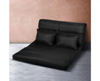 Artiss Floor Sofa Lounge 2 Seater Futon Chair Couch Folding Recliner Metal Black