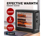 Devanti Electric Infrared Radiant Heater Portable Convection Panel Space Heater w/ Wheels Thermostat Setting Home Office Room Heating 2200W Black