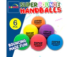 6PCE Super Bounce Hand Balls 6cm Diameter Playtime Endless Fun Indoor/Outdoor