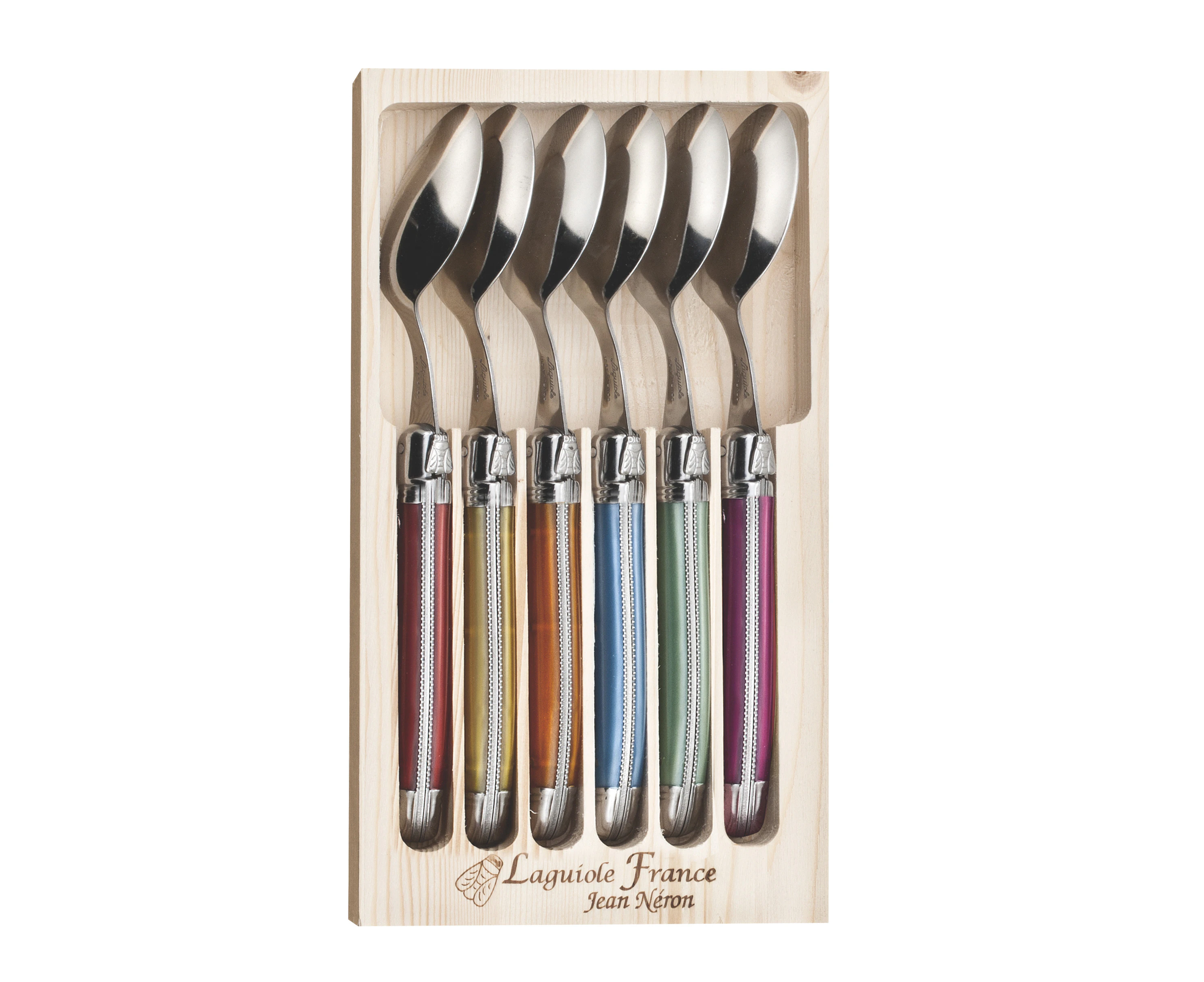 6pc Soup/Dessert Spoon Set - Made in France - Mixed Colour