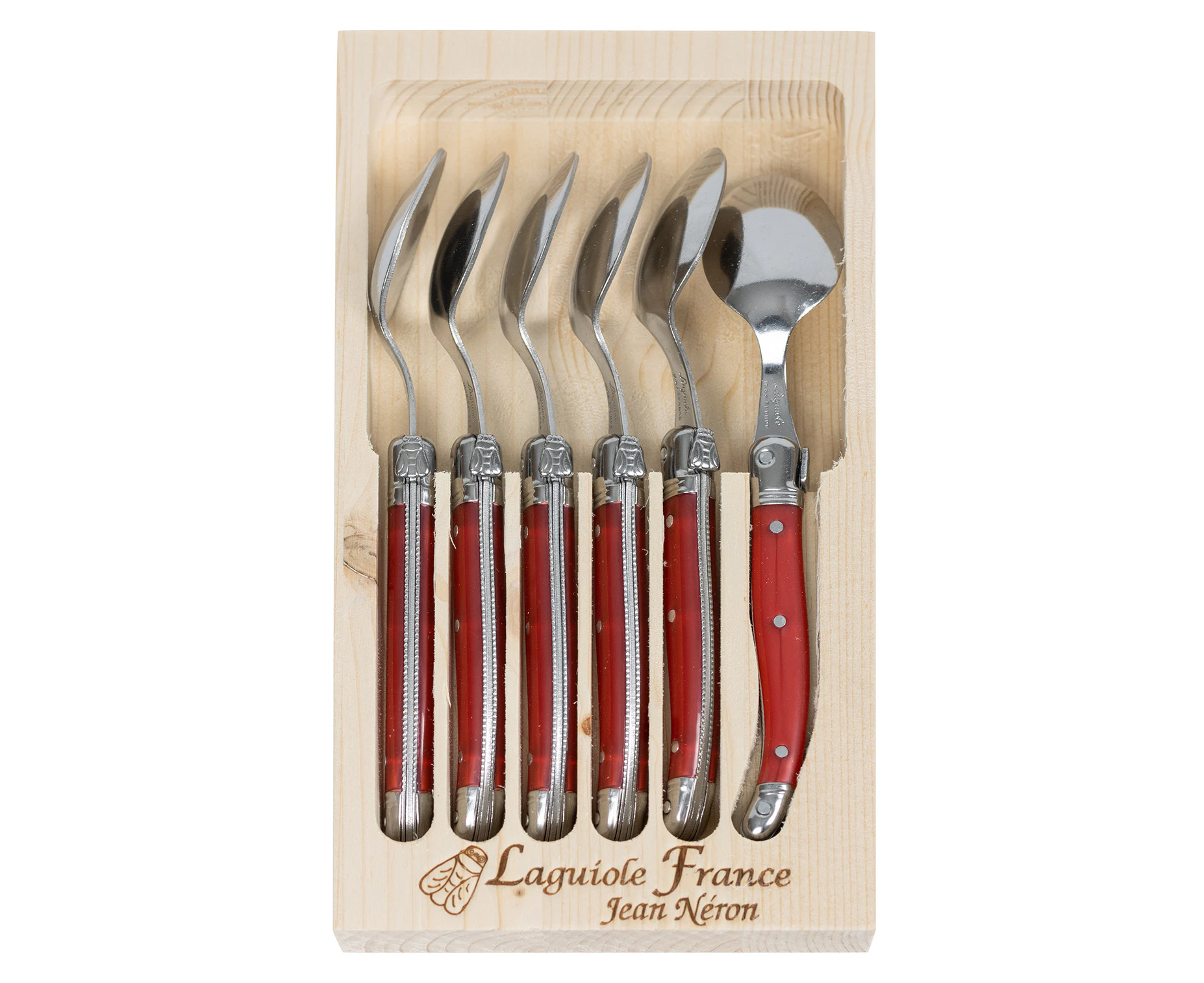 6pc Coffee Spoon Set - Made in France - Red