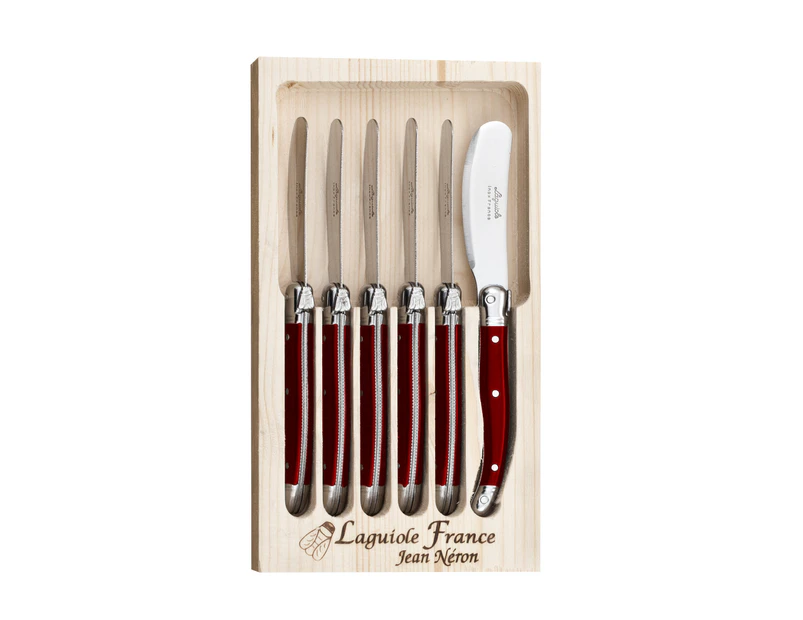 6pc Butter/Pate Knife Set - Made in France - Red