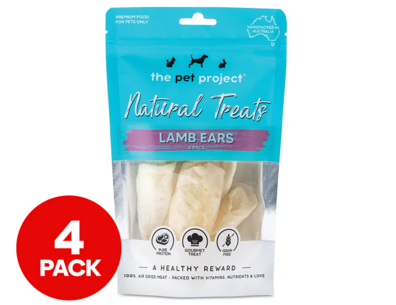 The Pet Project Natural Treats Lamb Ears 4pk
