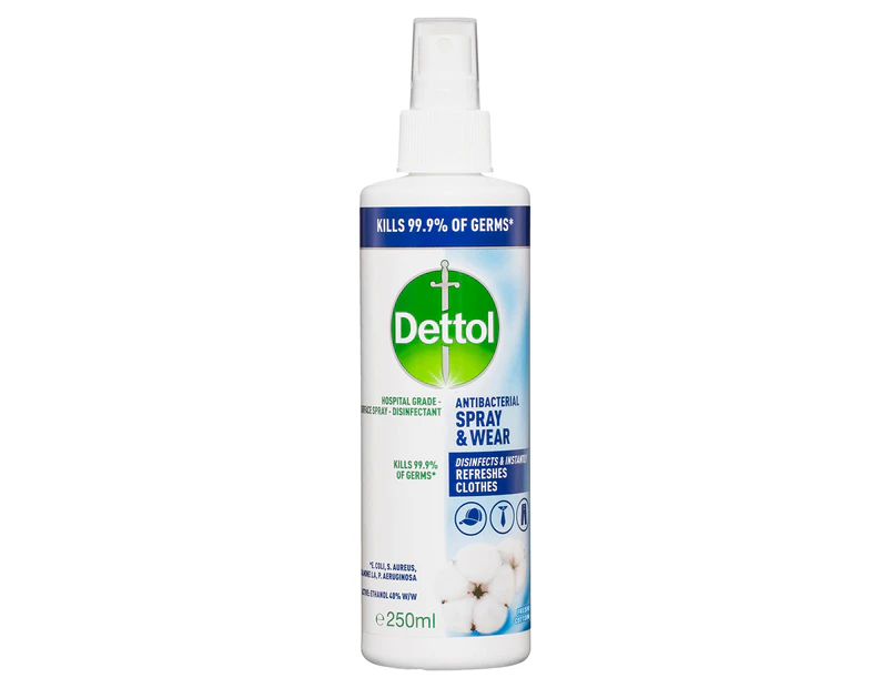Dettol Antibacterial Spray & Wear Fresh Clothes Disinfectant Cotton 250mL