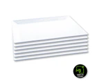 Home Master 6PCE Melamine Plates Rectangular Lightweight Durable 30cm x 40cm - White