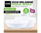 Home Master 6PCE Melamine Bowls Lightweight Durable 20 x 5cm - White