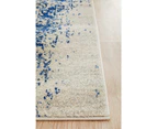 RC Home Ellora White & Navy Faded Transitional Medallion Contemporary Runner Rug