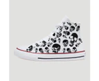Skulls Kids Custom Converse Shoes - White