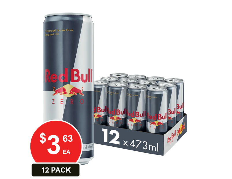 12 Pack, Red Bull 473ml Zero Energy Drink Can