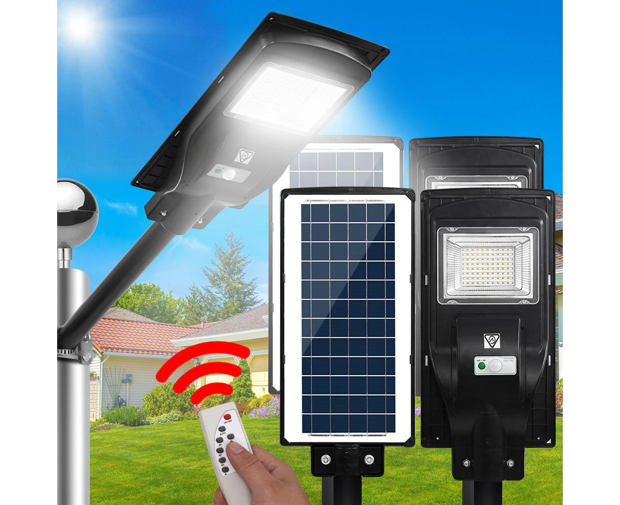 Leier 80 LED Solar Street Light 90W Flood Motion Sensor Remote Outdoor Wall Lamp x2