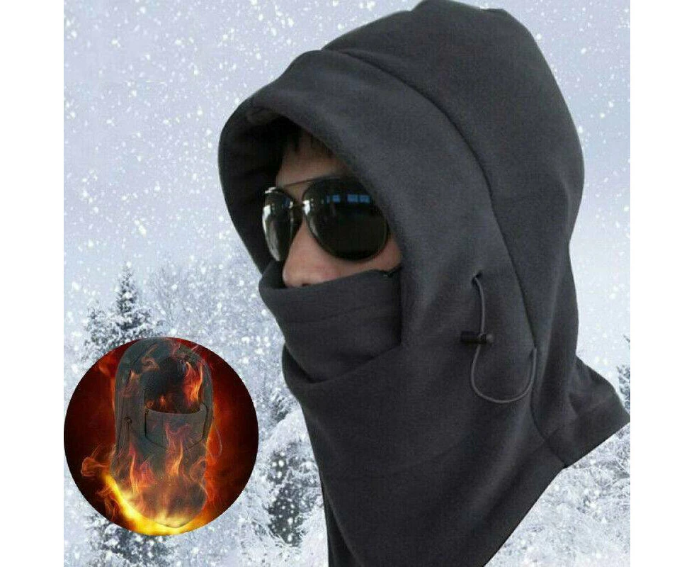 Warm Thermal Fleece Balaclava Biker Ski Windproof Hat Face Mask - Grey