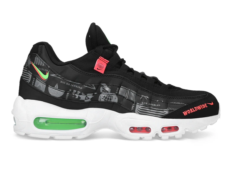 Nike Men's Air Max 95 SE Sneakers - Black/White/Green Strike/Red