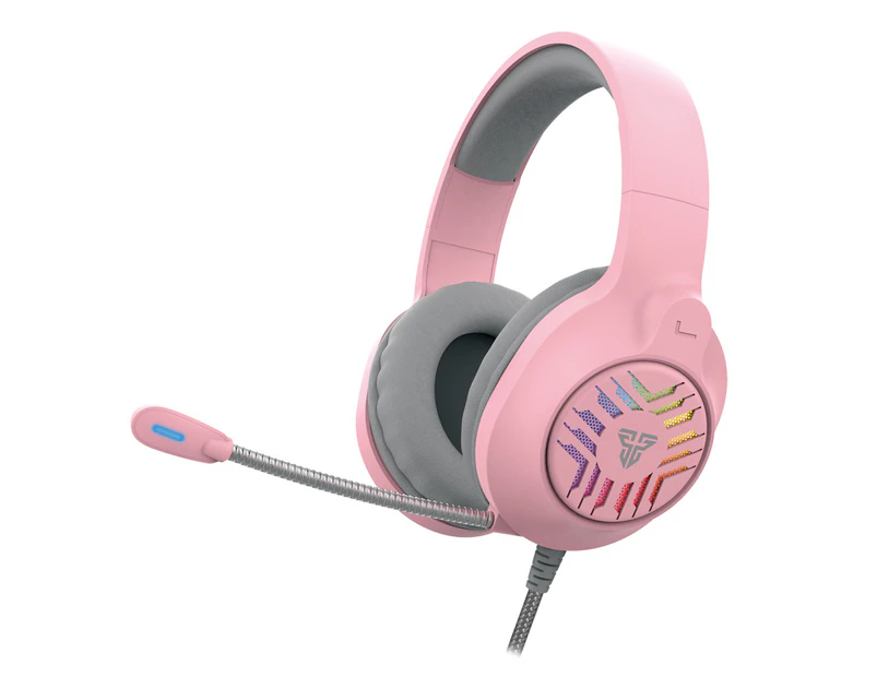 Fantech Gaming Headset 3.5mm Connector with Noise-Cancelling Mic RGB LED Light compatible with PC/Switch/Xbox/PS4 (MH87) (Pink)
