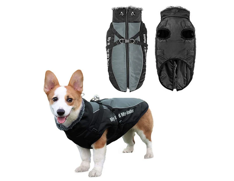 Dog Winter Coat Waterproof Windproof Dog Jacket with Harness-3XL