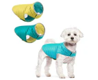 Reflective Reversible Dog Winter Coat Jacket with Harness/Leash Hole-2XL-Yellow &blue