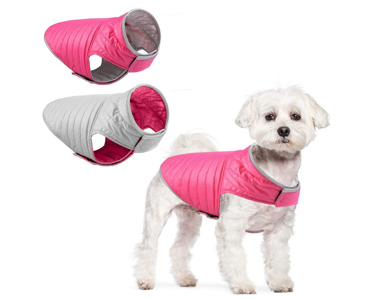 pink reflective dog coat