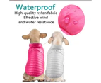 Reflective Reversible Dog Winter Coat Jacket with Harness/Leash Hole-L-Rose red &Silver