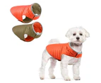 Reflective Reversible Dog Winter Coat Jacket with Harness/Leash Hole-XL-Orange &brown