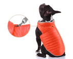 Reflective Reversible Dog Winter Coat Jacket with Harness/Leash Hole-L-Orange &brown