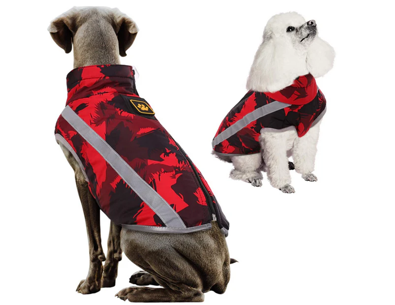 Dog Coat Winter Warm Waterproof Reflective Dog Down Jacket-5XL-Red
